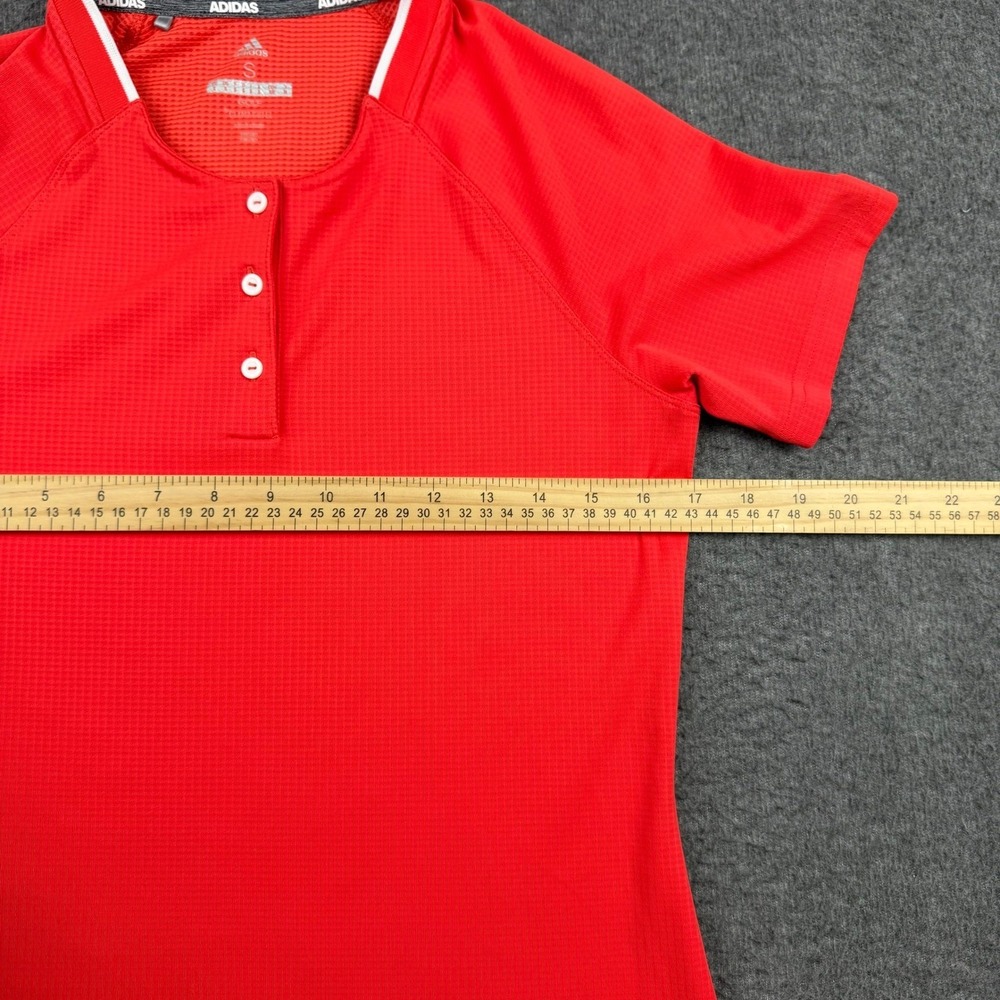 Adidas Golf Climachill Polo Shirt Womens Small Red Henley Short Sleeve Textured - Picture 6 of 7